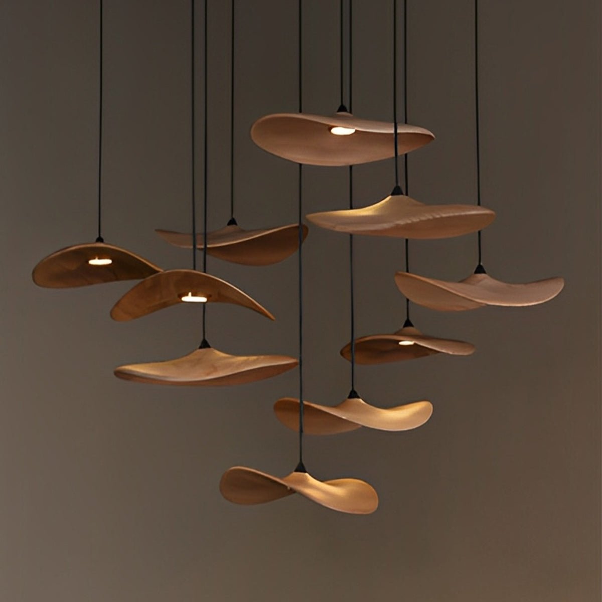 Lavisa - Modern Natural Wood Lotus Leaf LED Pendant Light