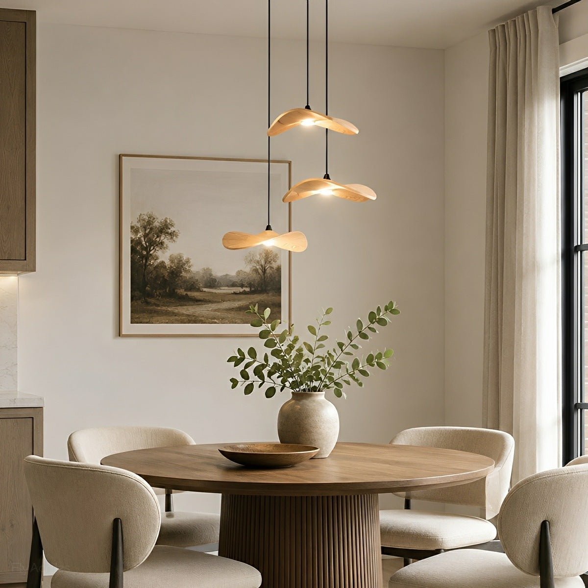 Lavisa - Modern Natural Wood Lotus Leaf LED Pendant Light