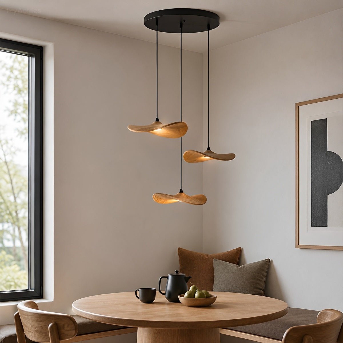 Lavisa - Modern Natural Wood Lotus Leaf LED Pendant Light
