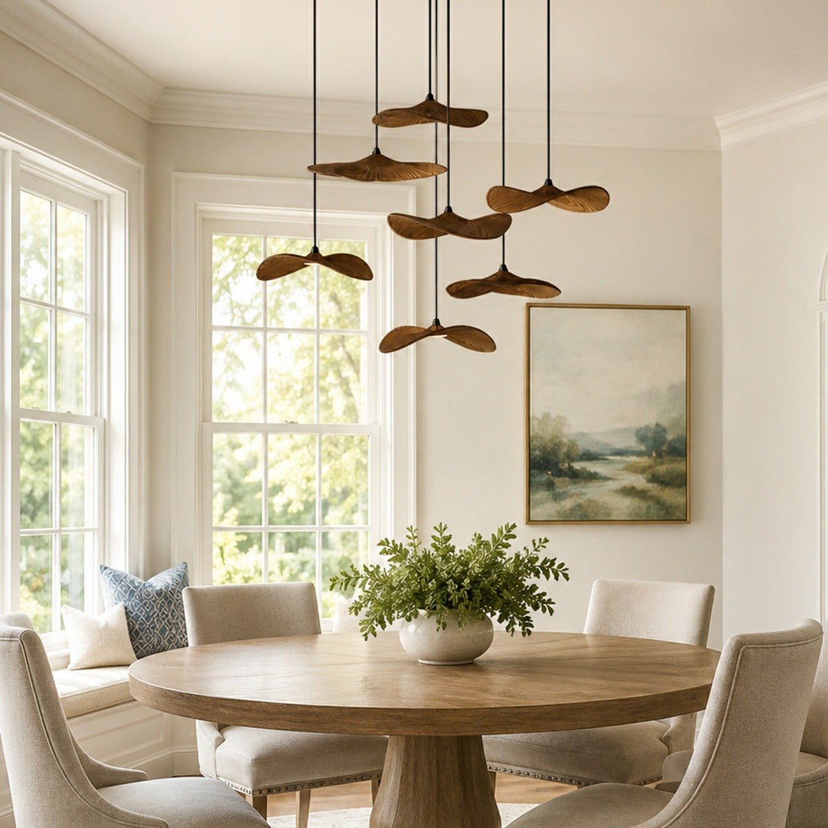 Lavisa - Modern Natural Wood Lotus Leaf LED Pendant Light