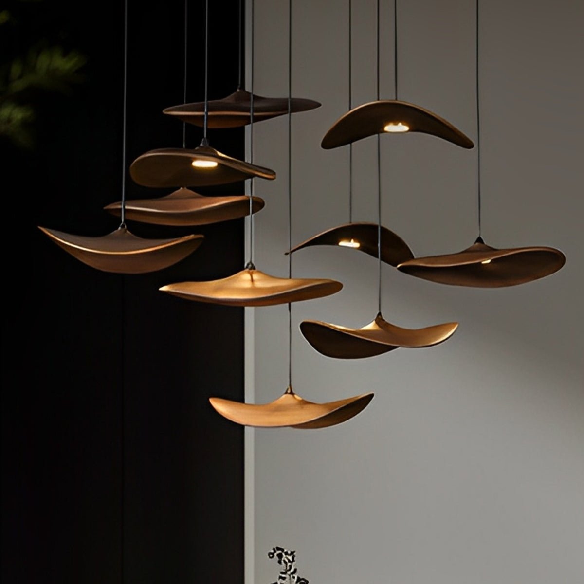 Lavisa - Modern Natural Wood Lotus Leaf LED Pendant Light