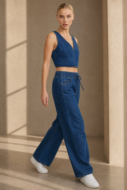 Lavisa - Monaco Drawstring Wide Leg Denim Jeans
