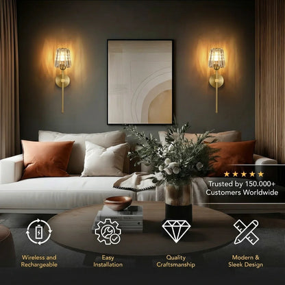 Lavisa - Wireless Wall Sconces Set of 2 Magnetic Rechargeable LED Lights