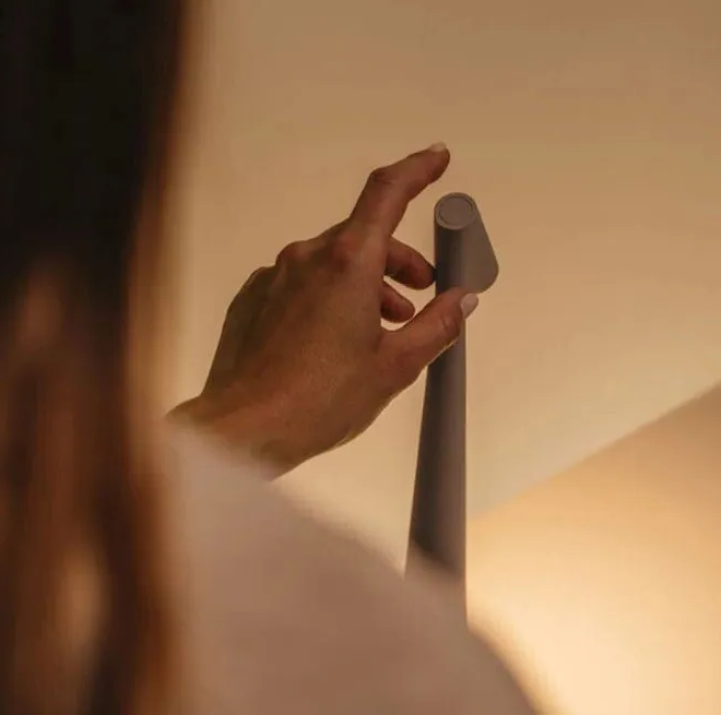 Lavisa wireless LED table lamp with touch control in a modern minimalist design - Black
