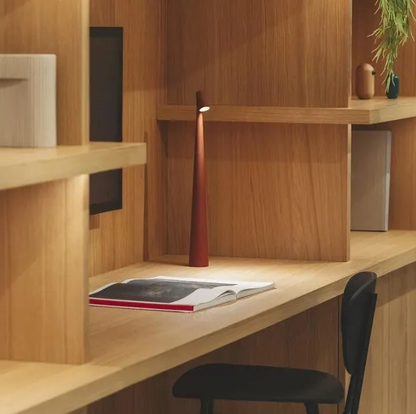 Lavisa wireless LED table lamp with touch control in a modern minimalist design - Red