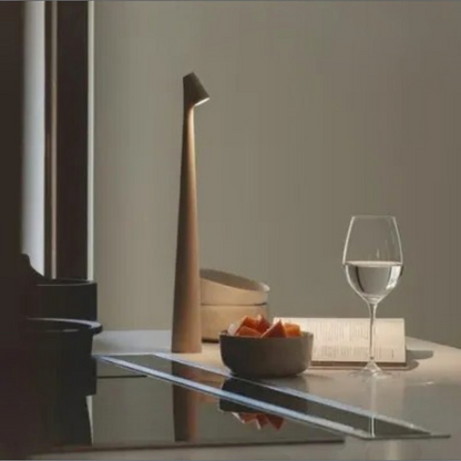 Lavisa wireless LED table lamp with touch control in a modern minimalist design - Brown
