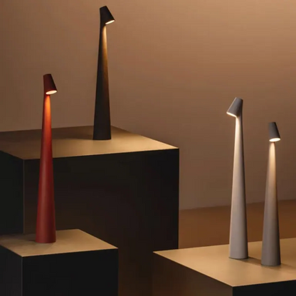 Lavisa wireless LED table lamp with touch control in a modern minimalist design - Red