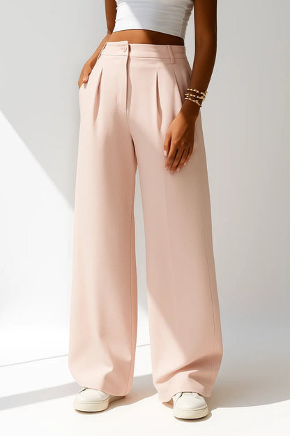 Lavisa - Women's High Rise Pleated Palazzo Pants - Wide Leg Elegant Trousers