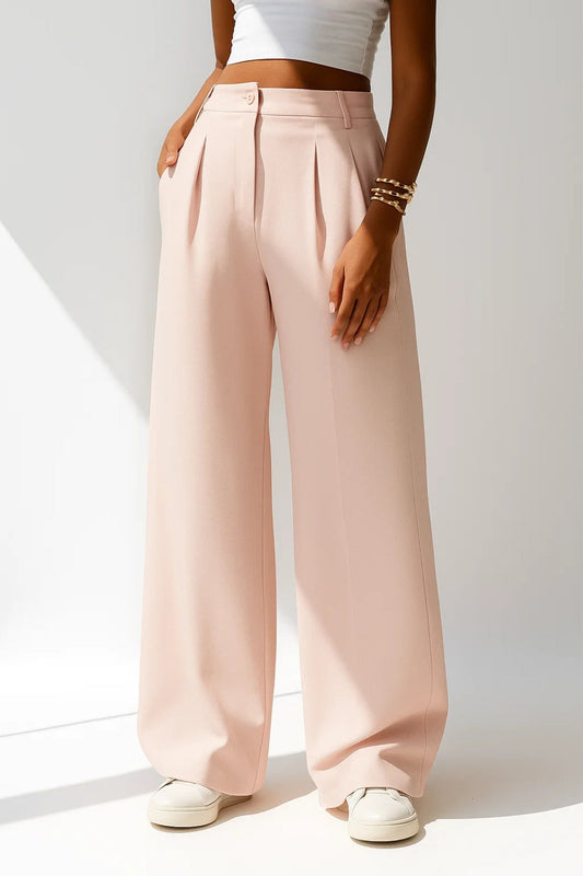 Lavisa - Women's High Rise Pleated Palazzo Pants - Wide Leg Elegant Trousers