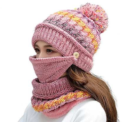Lavisa - Cozy Knitted Hat Scarf Set with Velvet Lining