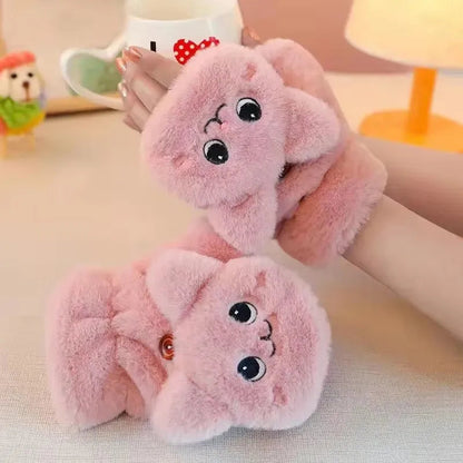 Lavisa - Plush Animal Convertible Fingerless Gloves