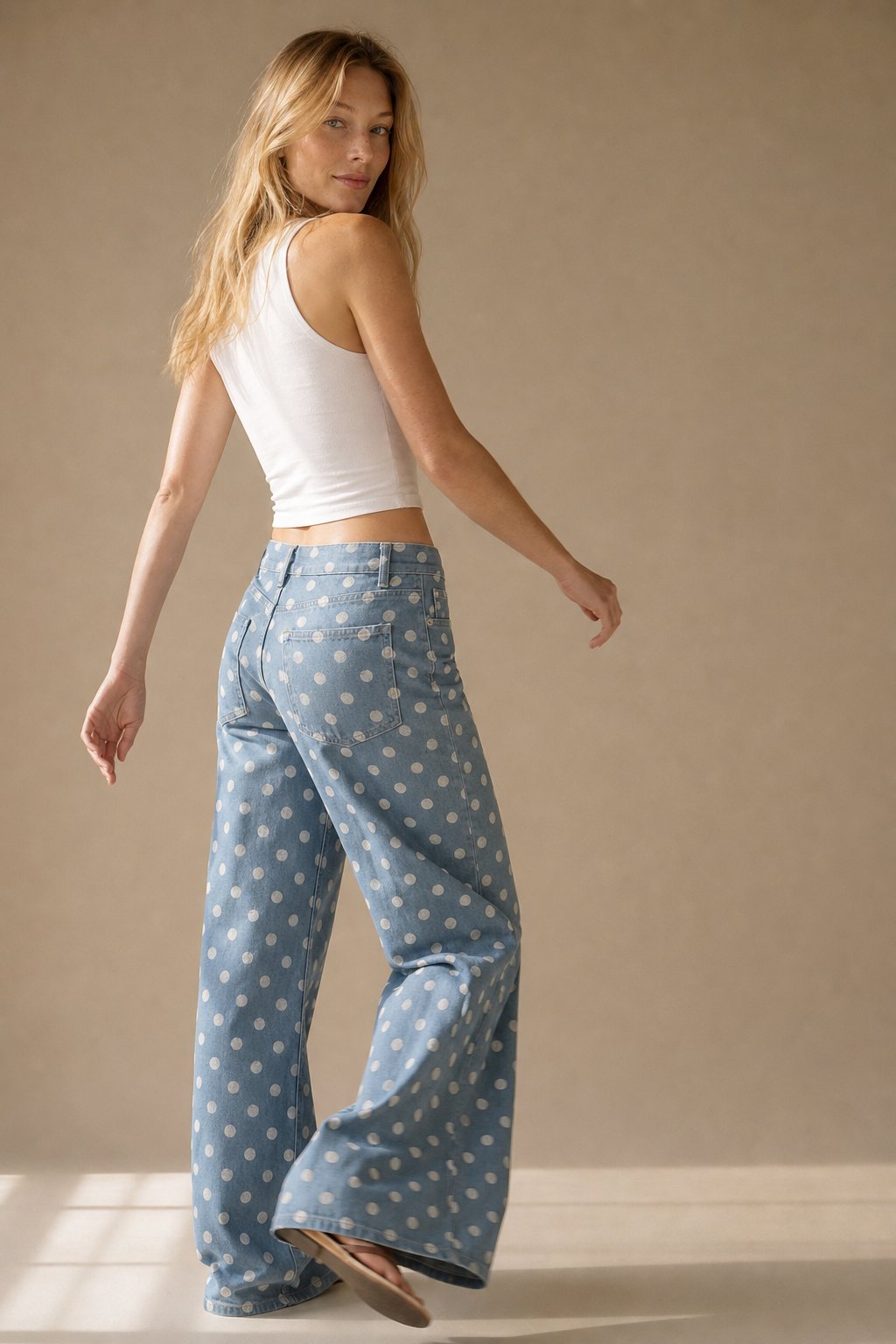 Lavisa - Polka Dot High Waisted Wide Leg Trousers