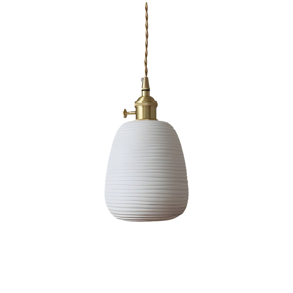 Lavisa - Striped Ceramic Pendant Light with Brass
