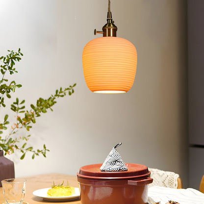Lavisa - Striped Ceramic Pendant Light with Brass
