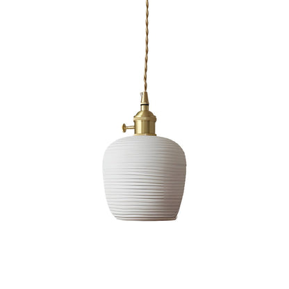 Lavisa - Striped Ceramic Pendant Light with Brass