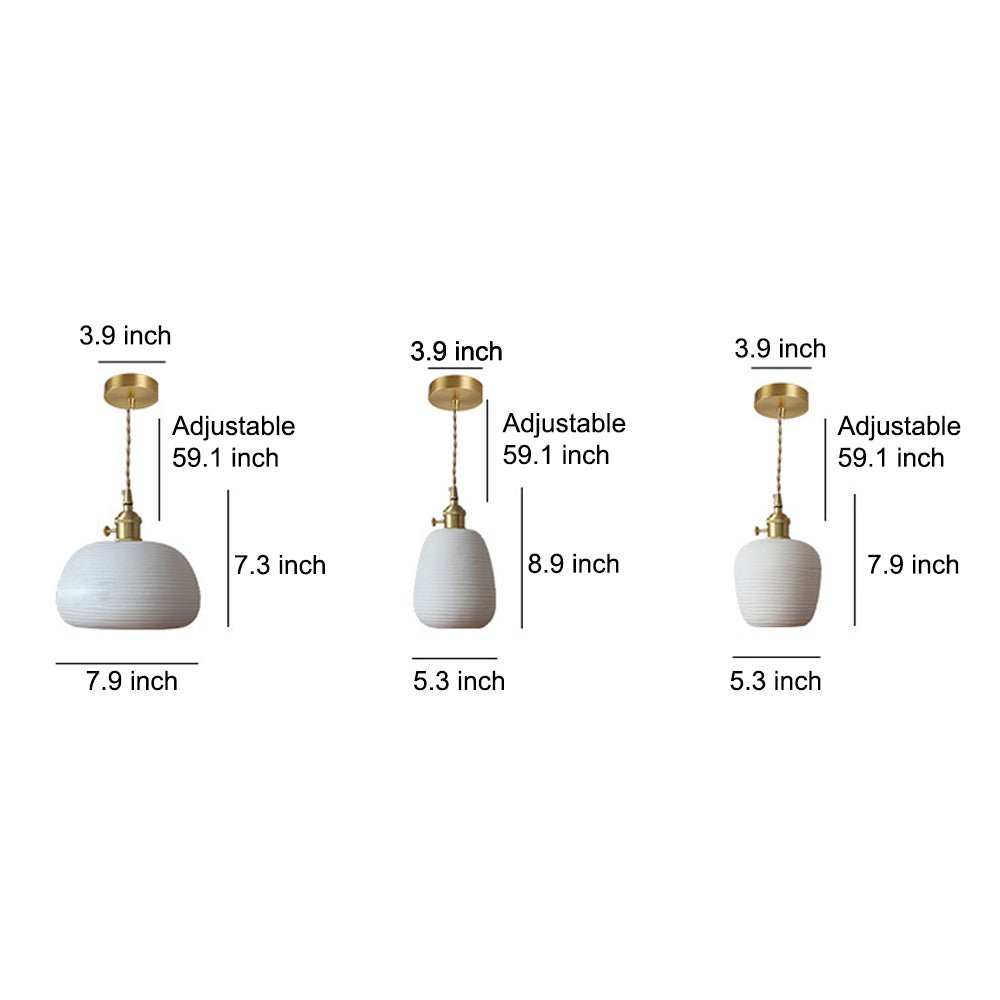 Lavisa - Striped Ceramic Pendant Light with Brass