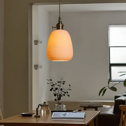Lavisa - Striped Ceramic Pendant Light with Brass