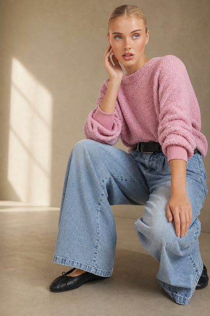 Lavisa - Pleated Wide Leg Denim Jeans