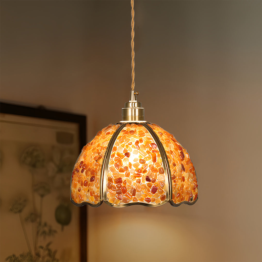 Lavisa - Small Crystal Dome Pendant Light Dimmable Copper Fixture