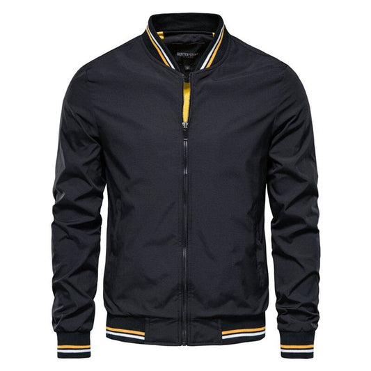 Ryder Mens Bomber Jacket Zip-Up Ribbed-Trim Lightweight Outerwear - Front View | Lavisa