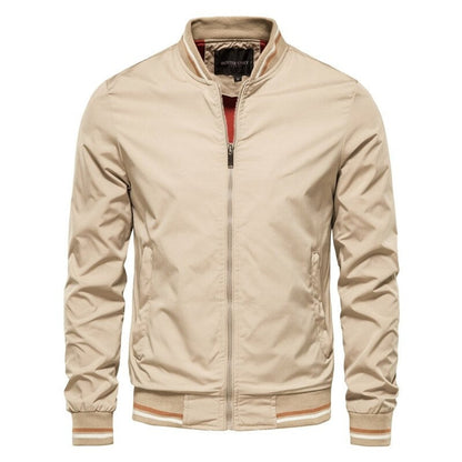 Ryder Mens Bomber Jacket Zip-Up Ribbed-Trim Lightweight Outerwear - Close-Up Texture & Detail | Lavisa
