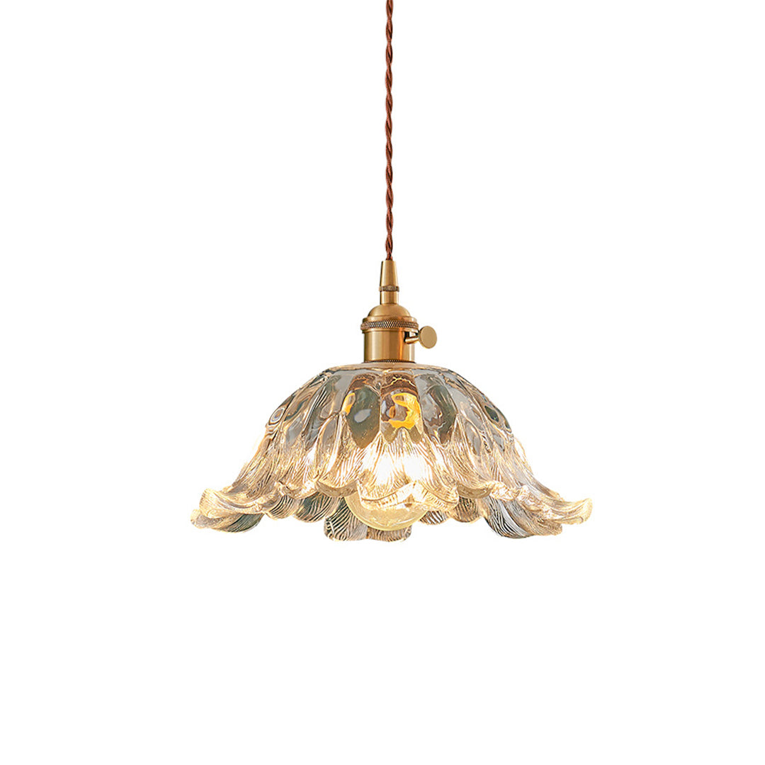 Lavisa - Japanese Floral Glass Pendant Light Brass Ceiling Fixture