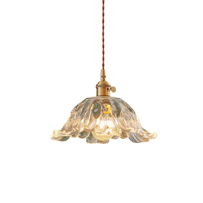 Lavisa - Japanese Floral Glass Pendant Light Brass Ceiling Fixture