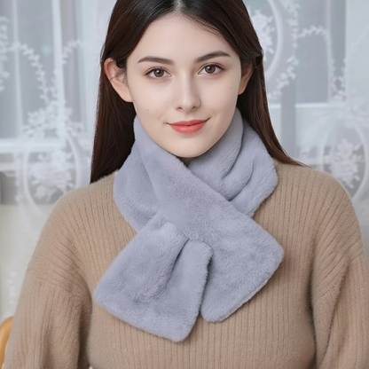 Lavisa - Faux Fur Cross Collar Neck Warmer Winter Scarf