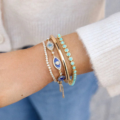 Lavisa - Nina Semi-Precious Bezel Tennis Bracelet - On-Model & Scale View