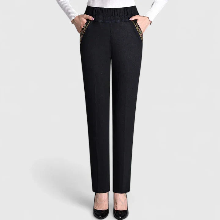 Lavisa - Comfortable High Waist Straight Leg Pants for Women