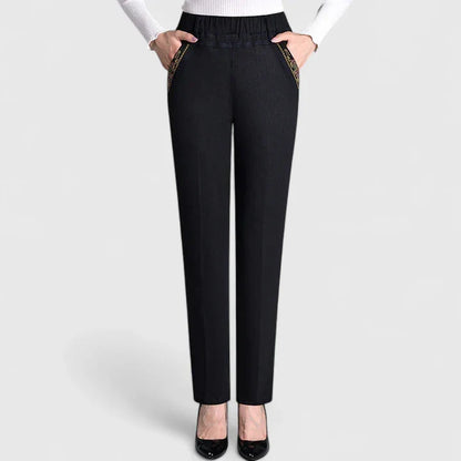 Lavisa - Comfortable High Waist Straight Leg Pants for Women