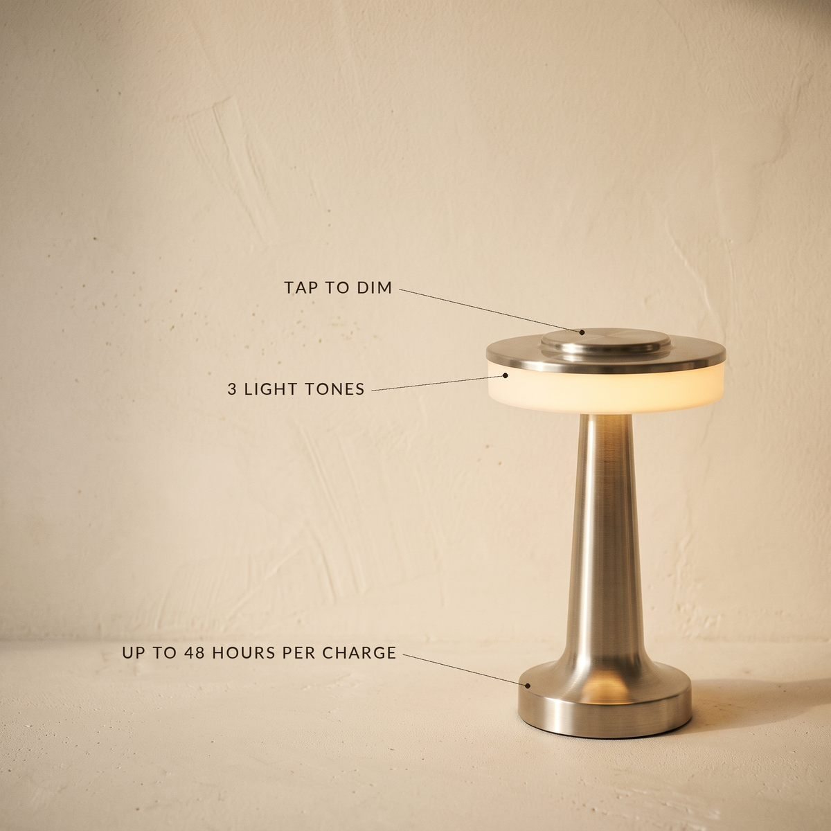 Lavisa - Cordless Brushed Metal Table Lamp