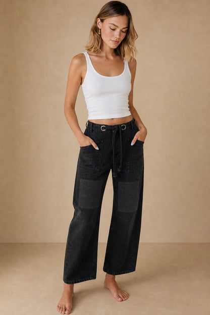 Lavisa - Relaxed Drawstring Cotton Utility Jeans