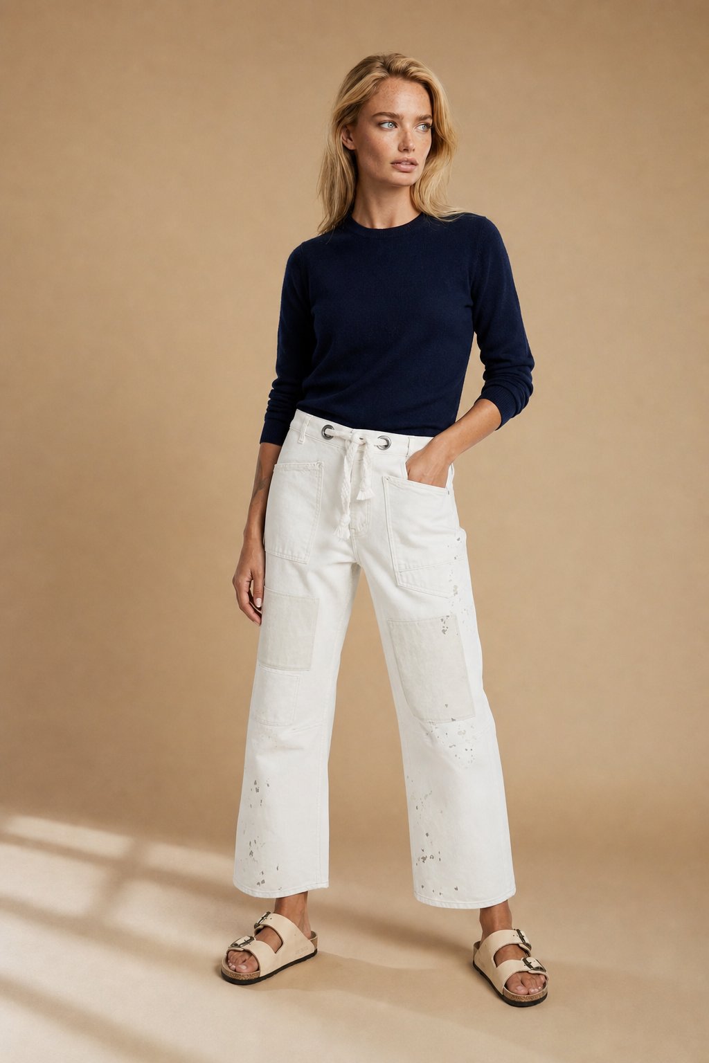Lavisa - Relaxed Drawstring Cotton Utility Jeans