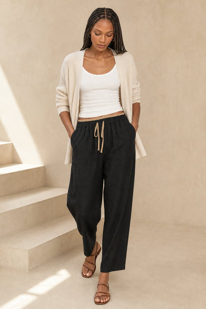 Lavisa - Chambray Linen Tapered Pants