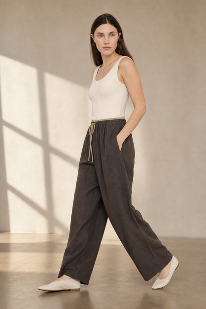 Lavisa - Chambray Linen Tapered Pants