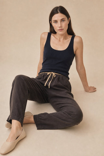 Lavisa - Chambray Linen Tapered Pants