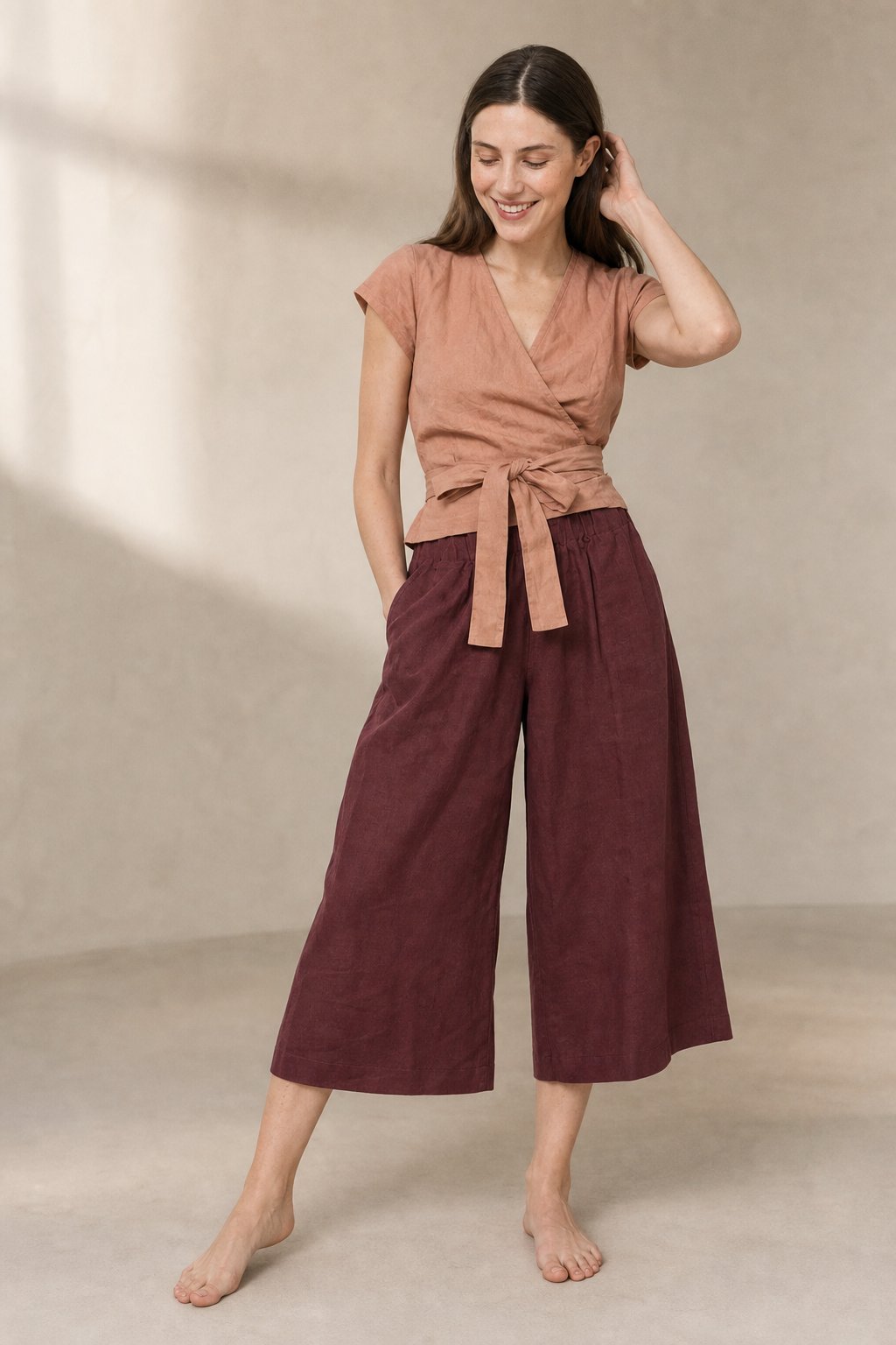 Lavisa - Cropped Wide Leg Linen Pants