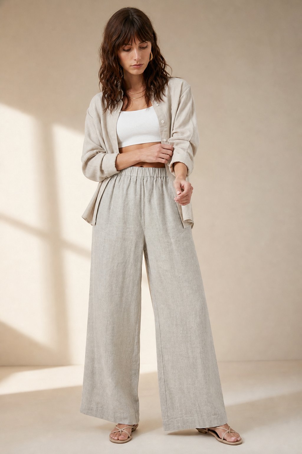 Lavisa - Cropped Wide Leg Linen Pants