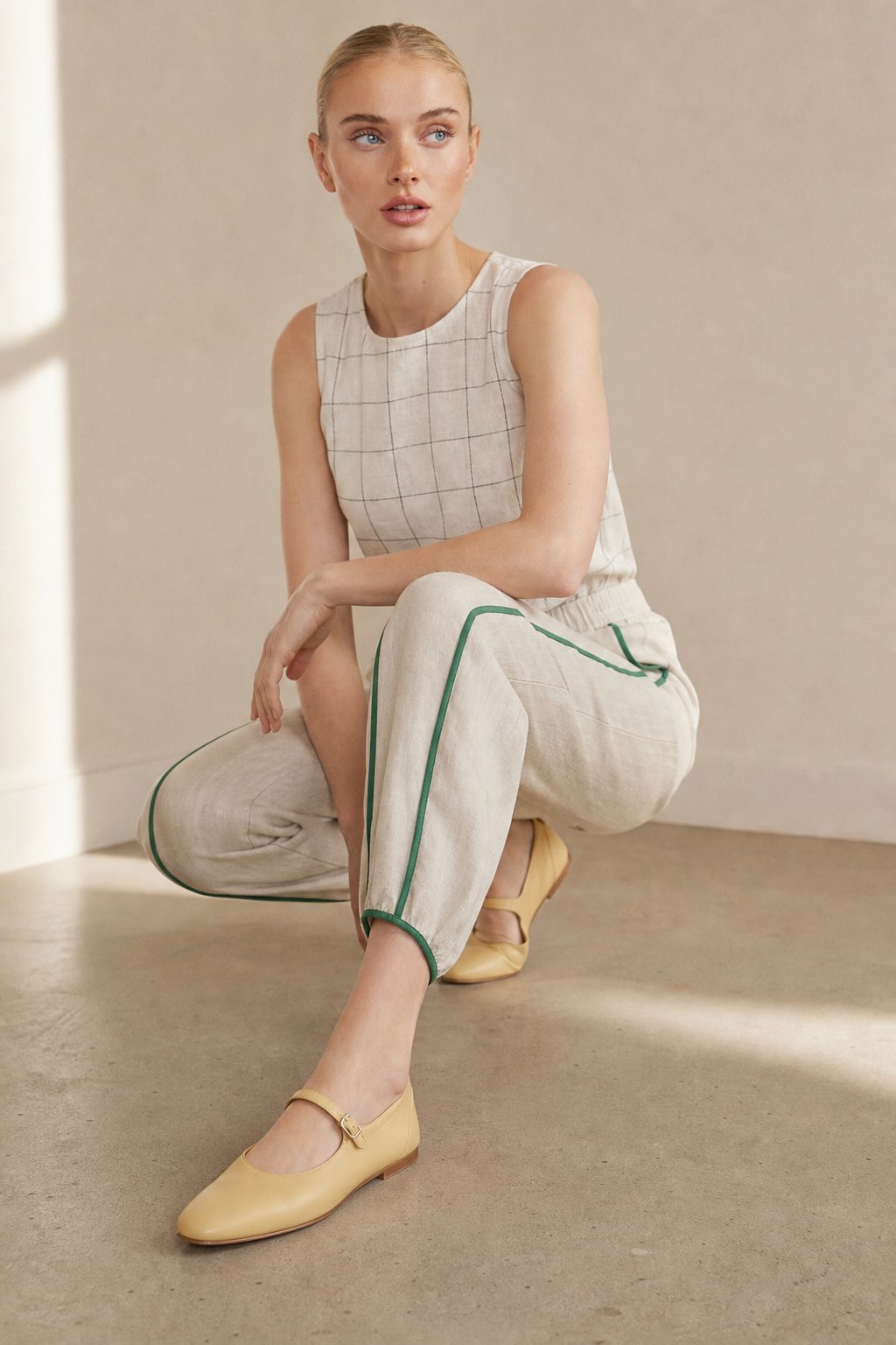 Lavisa - Green Stripe Linen Wide Leg Pants