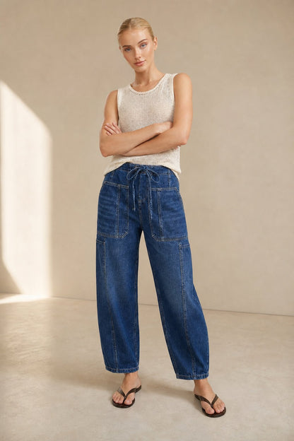 Lavisa - Relaxed Pull-On Cotton Denim Jeans