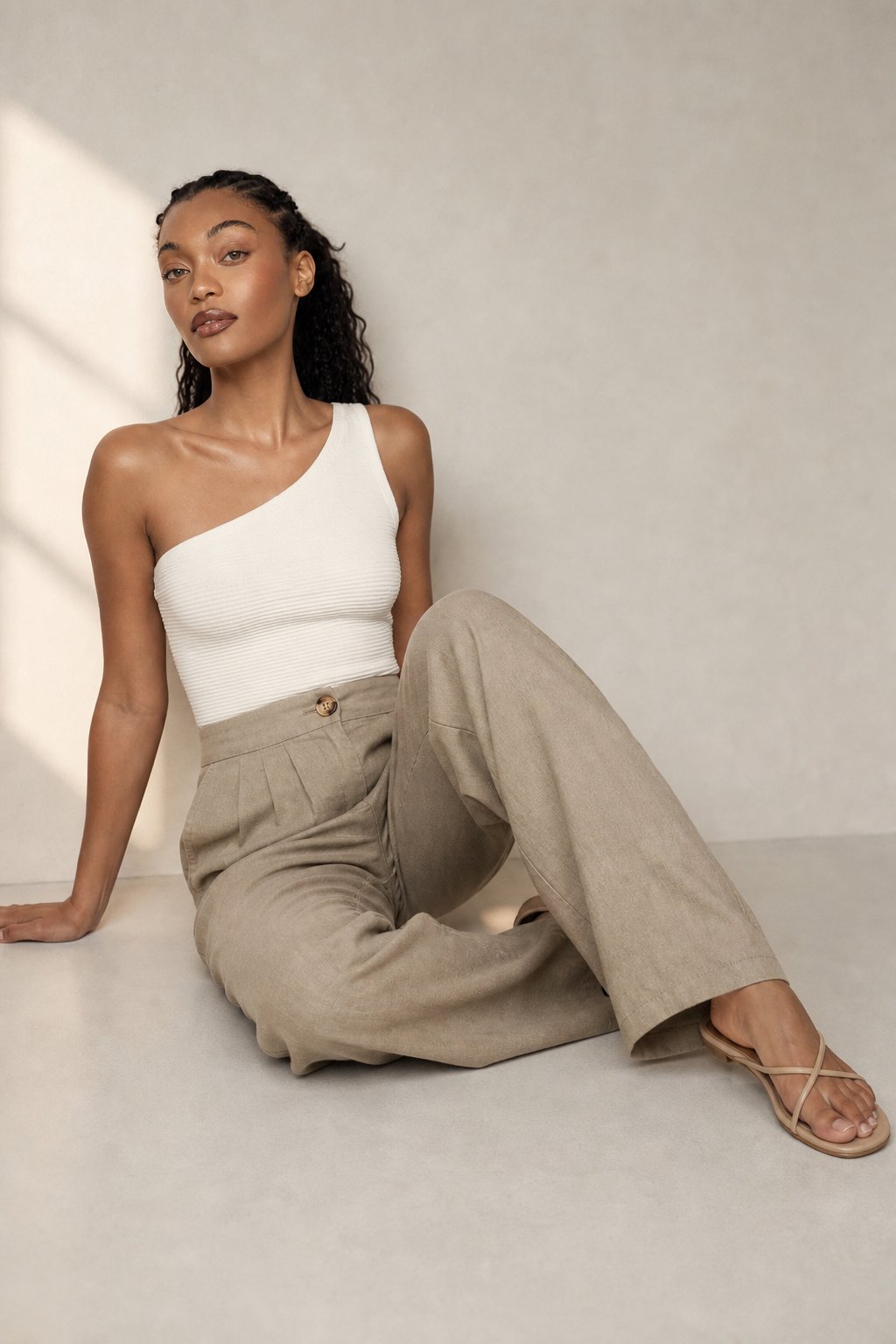 Lavisa - Pleated Linen Culotte Pants