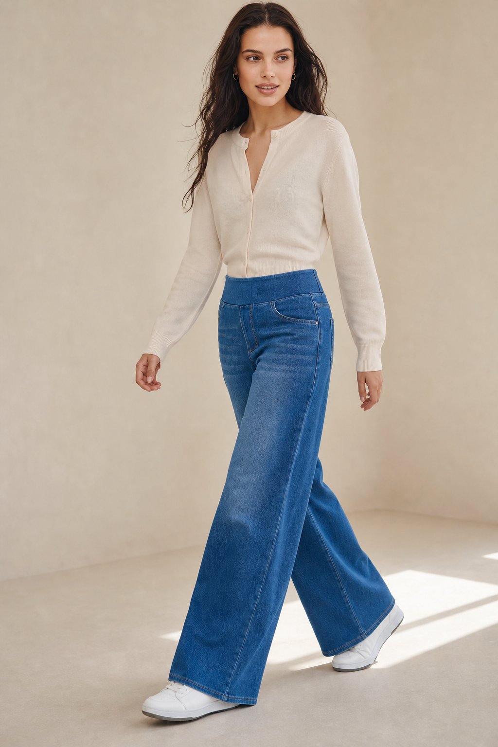 Lavisa - Pull On High Waisted Wide Leg Jeans