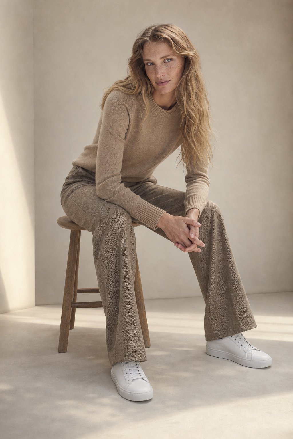 Lavisa - Womens High Waisted Wool Blend Trousers