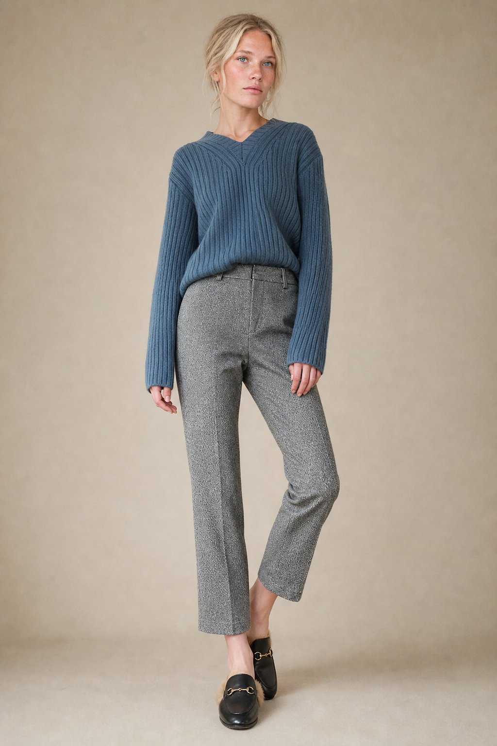 Lavisa - Womens High Waisted Wool Blend Trousers