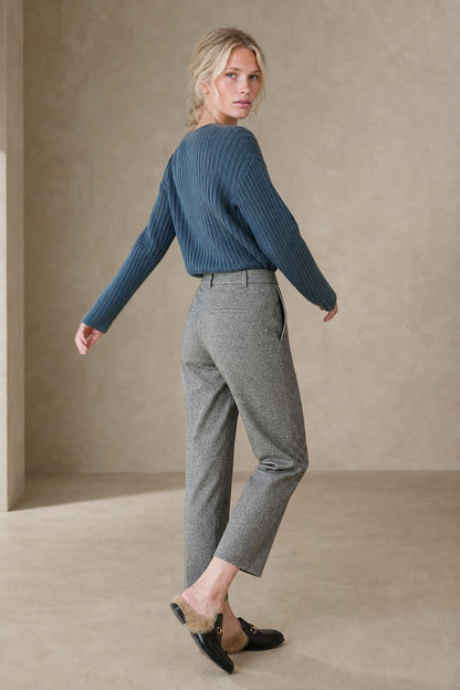 Lavisa - Womens High Waisted Wool Blend Trousers