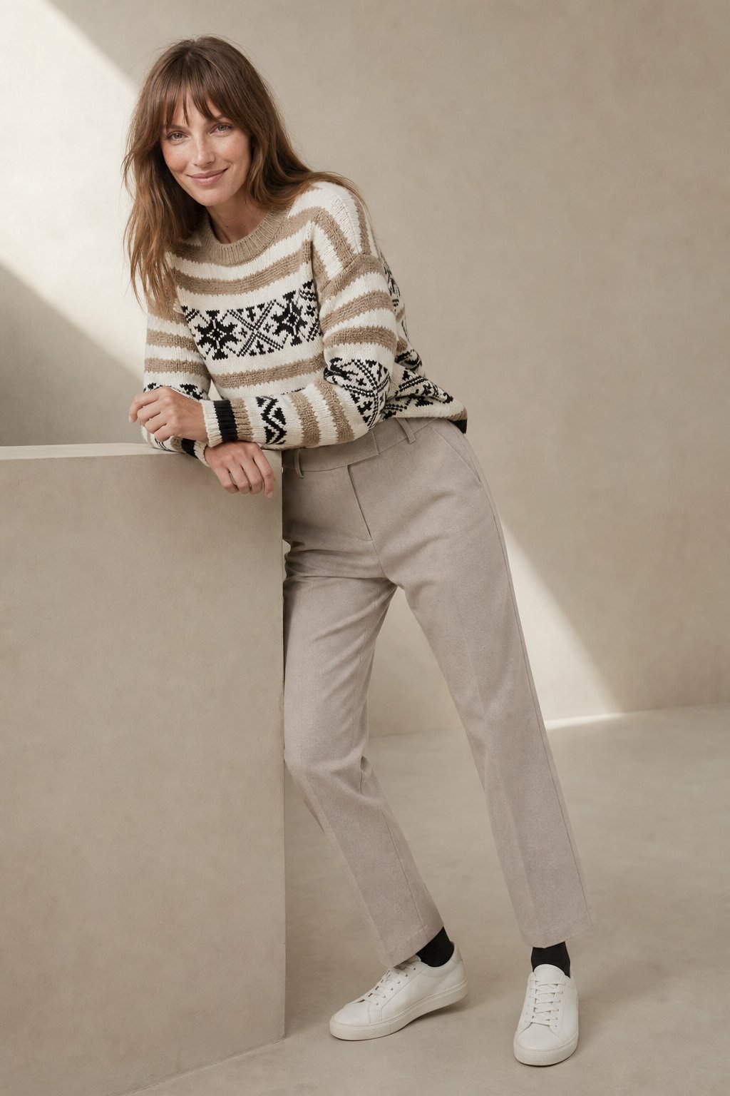 Lavisa - Womens High Waisted Wool Blend Trousers