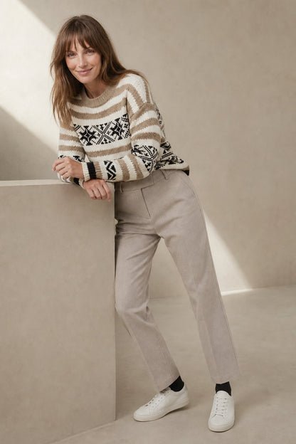 Lavisa - Womens High Waisted Wool Blend Trousers