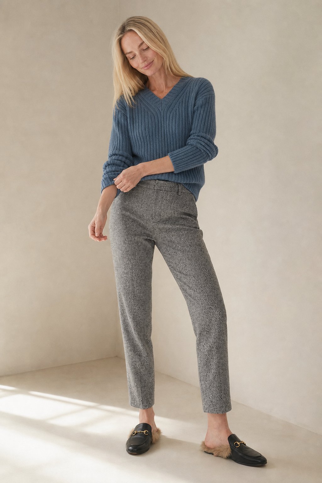 Lavisa - Womens High Waisted Wool Blend Trousers