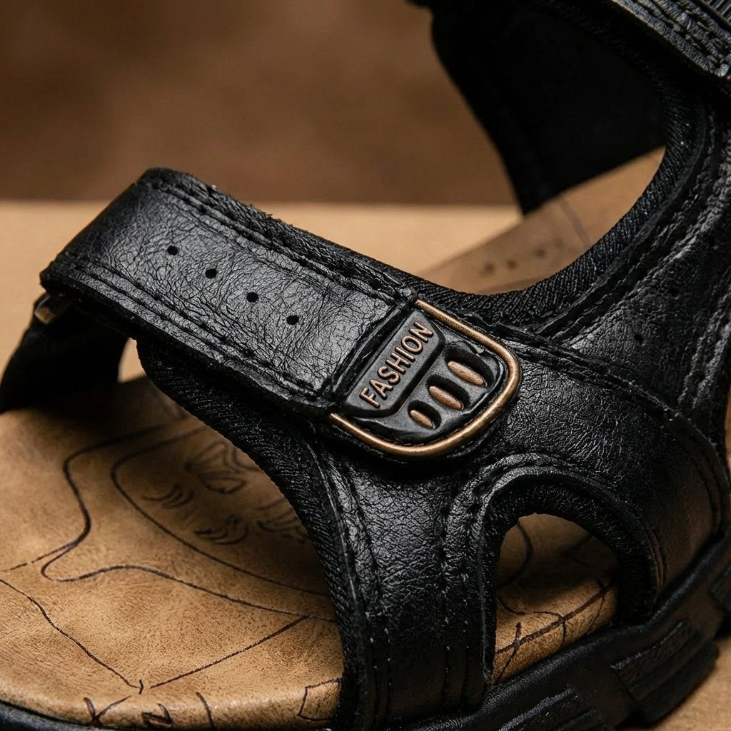 Lavisa - Unisex Leather-Look Velcro Trek Sandals Aggressive-Grip Sole